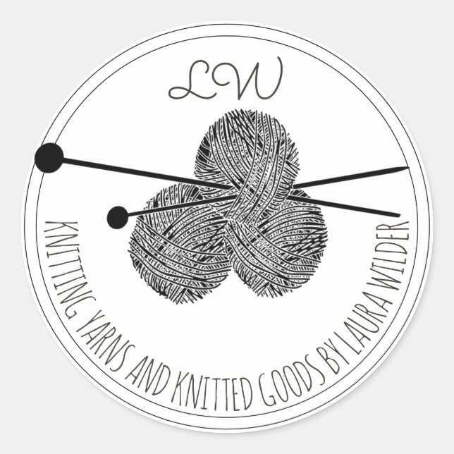 Whimsical Knitter Runder Aufkleber (Vorderseite)