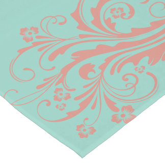 Whimsical Koralle und Minze Chic floral Kurzer Tischläufer