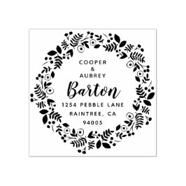 Whimsical Kranz-Rücksendeadresse Gummistempel