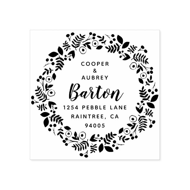 Whimsical Kranz-Rücksendeadresse Gummistempel (Prägung)