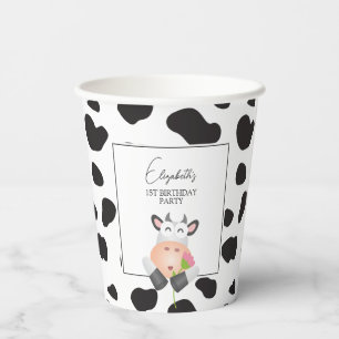 Whimsical Kuh drucken Heilige Kuh erste Geburtstag Pappbecher