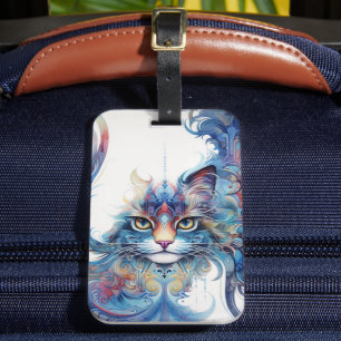 Whimsical, künstlerisch Psychedelic Cat Luggage Ta Gepäckanhänger