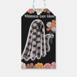 Whimsical Lace Ghost Illustration mit floral Geschenkanhänger
