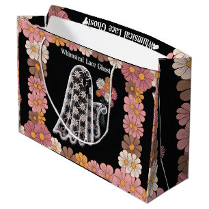 Whimsical Lace Ghost Illustration mit floral Große Geschenktüte