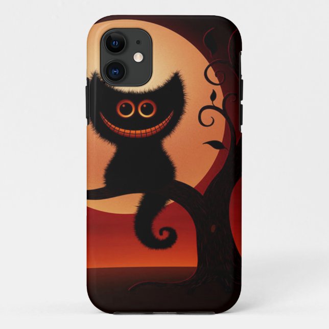 Whimsical lächelnd schwarze Katze Case-Mate iPhone Hülle (Rückseite)