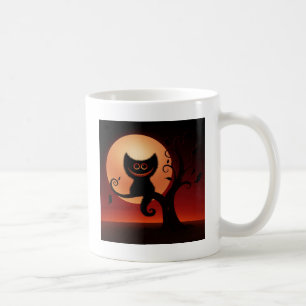 Whimsical lächelnd schwarze Katze Tasse