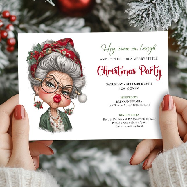 Whimsical lady humor Christmas holiday invitation Einladung (Whimsical lady humor Christmas holiday invitation)