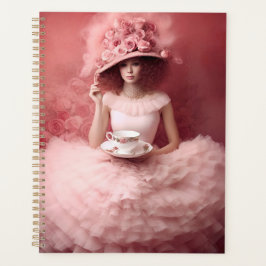 Whimsical Lady in Pink mit Teacup Planer