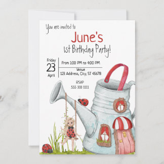 Whimsical LadyBug 1. Geburtstag Einladung