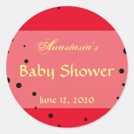 Whimsical Ladybug Babydusche Einladung Red Black Runder Aufkleber