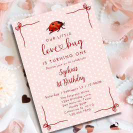 Whimsical Ladybug Love Bug Girl 1st Birthday Einladung
