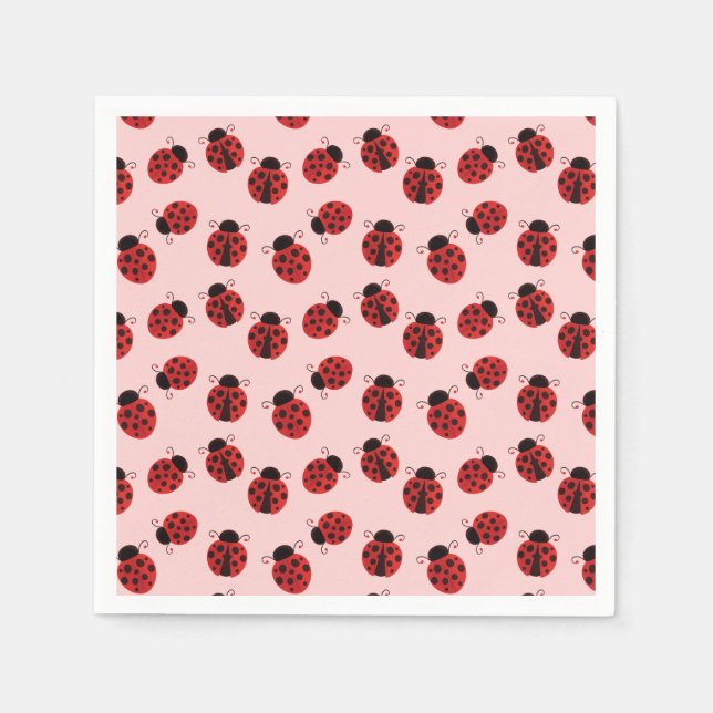 Whimsical Ladybug Pattern auf rosa Serviette (Vorderseite)