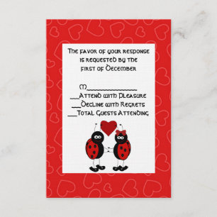 Whimsical Ladybug Wedding RSVP Card Karte