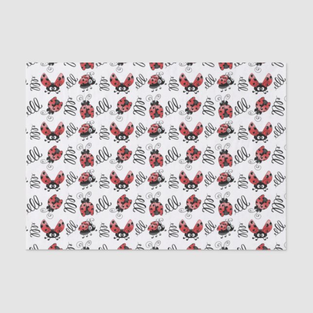 Whimsical Ladybugs and Squiggles Seidenpapier (Vorderseite)