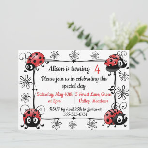 Whimsical Ladybugs Geburtstag Einladung