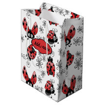 Whimsical Ladybugs mit Blume kleine Geschenktüte