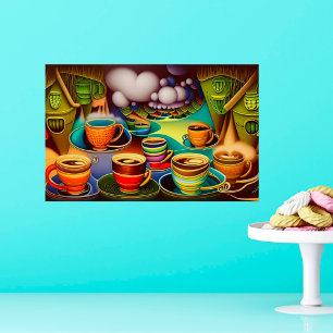 Whimsical Land Coffee Cups Digitale Kunst Poster