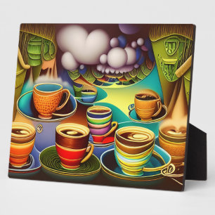 Whimsical Land Coffee Cups Tabletop Fotoplatte