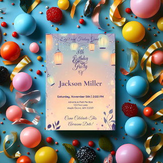 Whimsical Lantern Geburtstag mit Adortable Igel Einladung