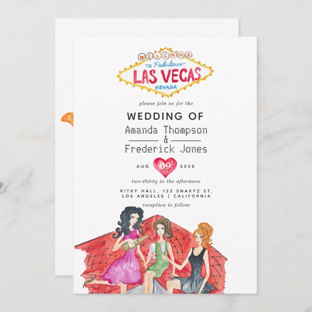Whimsical Las Vegas Wedding Einladung (Vorne/Hinten)