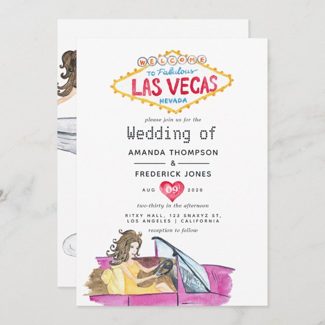 Whimsical Las Vegas Wedding Einladung (Vorne/Hinten)
