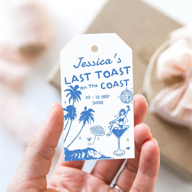 Whimsical Last Toast Coast Beach Bachelorette Geschenkanhänger (Von Creator hochgeladen)
