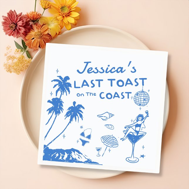 Whimsical Last Toast Coast Beach Bachelorette Serviette (Von Creator hochgeladen)