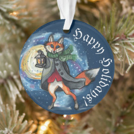 Whimsical Laternenfox im Schneeschuhwandern Ornament
