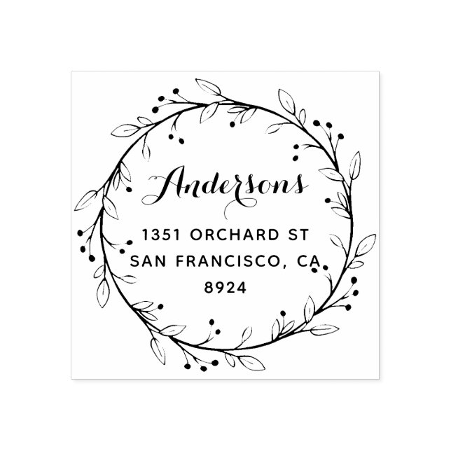 Whimsical Laurel Wreath Custom Rücksendeadresse Gummistempel (Prägung)