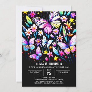 Whimsical Lavender Delicate Butterfly Geburtstag Einladung