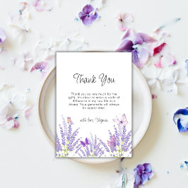 Whimsical Lavender Floral Butterfly Babydusche Dankeskarte