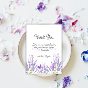 Whimsical Lavender Floral Butterfly Babydusche Dankeskarte