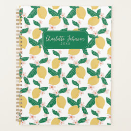 Whimsical Lemon Floral Personalized Planer