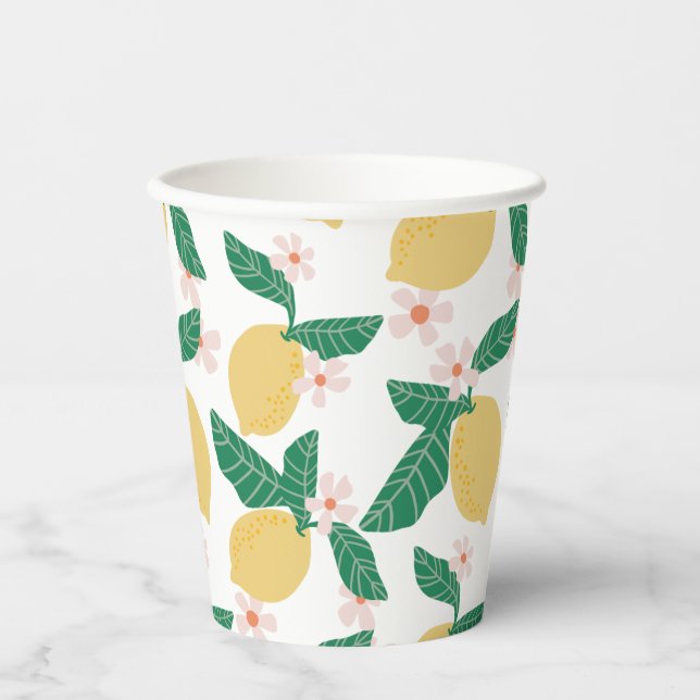 Whimsical Lemon Print Pappbecher (Vorderseite)