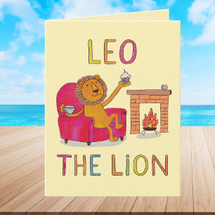Whimsical Leo the Lion Zodiac Astrologie Geburtsta Dankeskarte