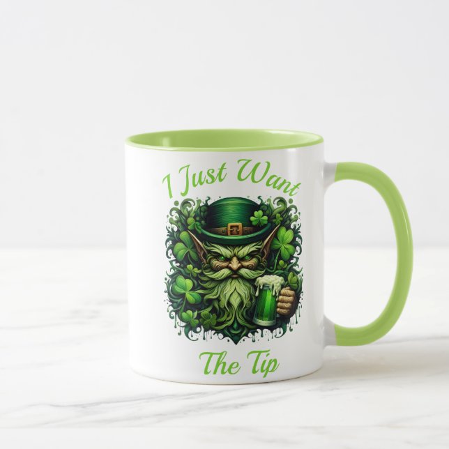 Whimsical Leprechaun trinkt ein Frothbier Tasse (Rechts)