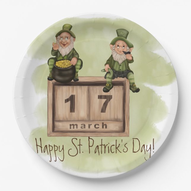 Whimsical Leprechauns St. Patrick's Day Pappteller (Vorderseite)