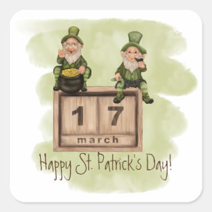 Whimsical Leprechauns St. Patrick's Day Quadratischer Aufkleber