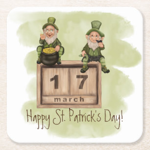 Whimsical Leprechauns St. Patrick's Day Rechteckiger Pappuntersetzer