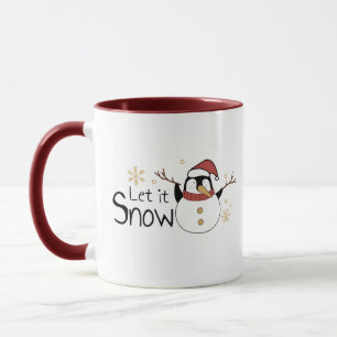 Whimsical Let It Snow Penguin Snowman   Weihnachte Tasse
