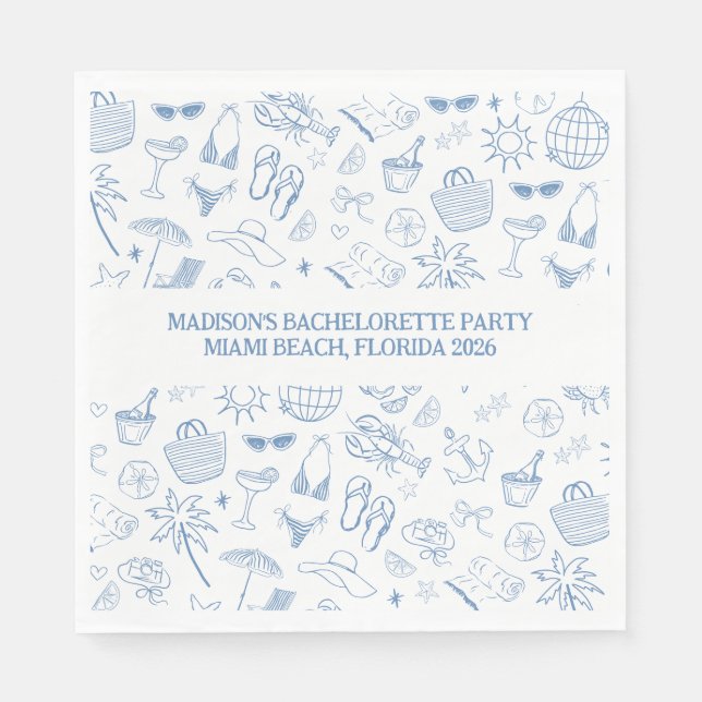 Whimsical letzten Toast an der Küste blau Serviette (Vorderseite)