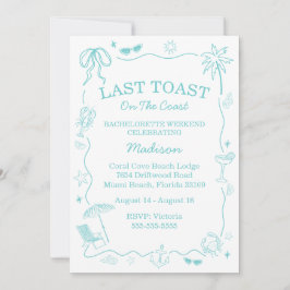 Whimsical letzten Toast an der Küste Türkis Einladung