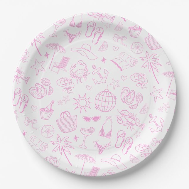 Whimsical letzten Toast auf der Küste rosa Pappteller (Vorderseite)