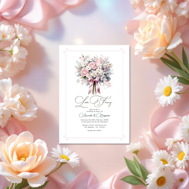 Whimsical Liebe Extravaganter Pastel Floral Hochze Einladung (Whimsical Love Fancy Pastel Floral Wedding QR Code Invitation)