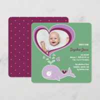 Whimsical Liebe Lila Whale Baby Girl Foto Birth