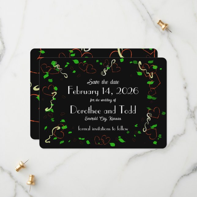 Whimsical Liebe Rette das Datum der Einladung (Vorderseite/Rückseite Beispiel)