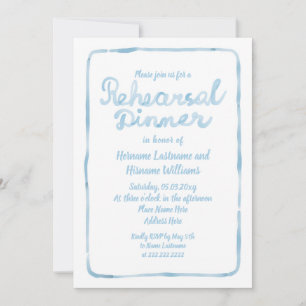 Whimsical Light Blue Simple Frame Probe Dinner Einladung