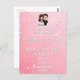 "Whimsical Light Pink Wedding Einladungen Glitzern