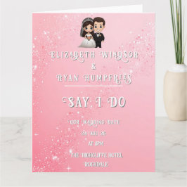 "Whimsical Light Pink Wedding Einladungen Glitzern