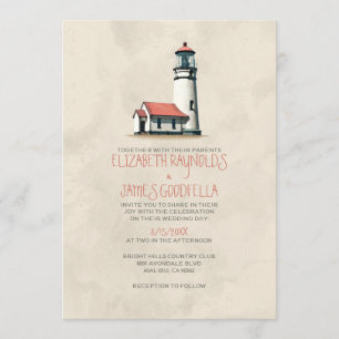 Whimsical Lighthouse Hochzeit Einladungen